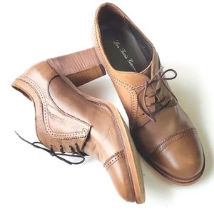 Les Trois Garcons Lace Up Wingback Brogue Olive Brown Block Heel "3" Siz…